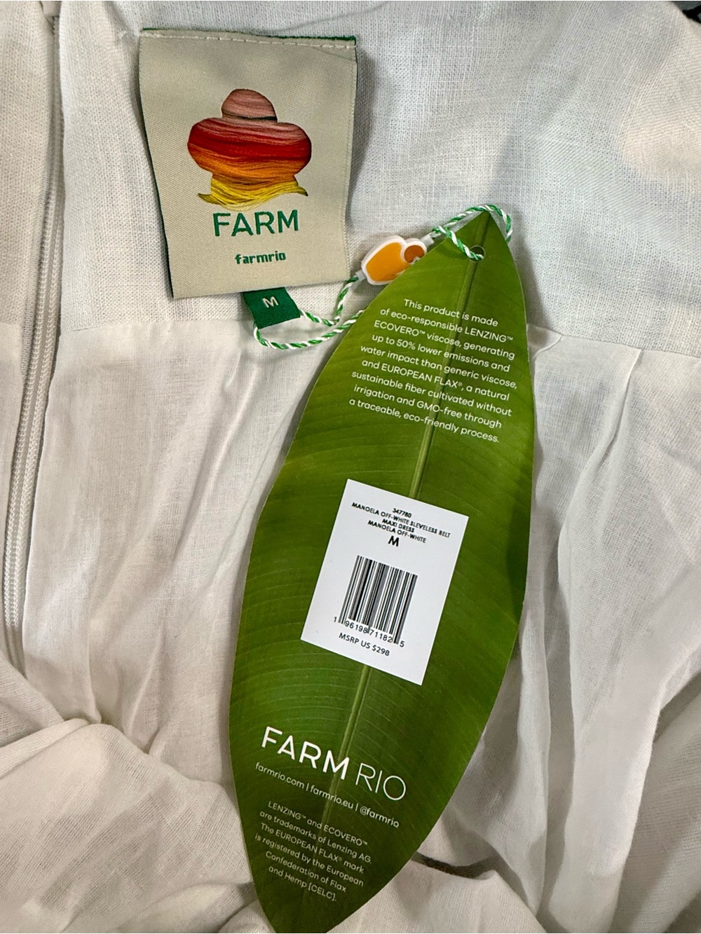 FARM Rio Manoela Off-White Belted Maxi Dress M NWT - Picture 5 of 12